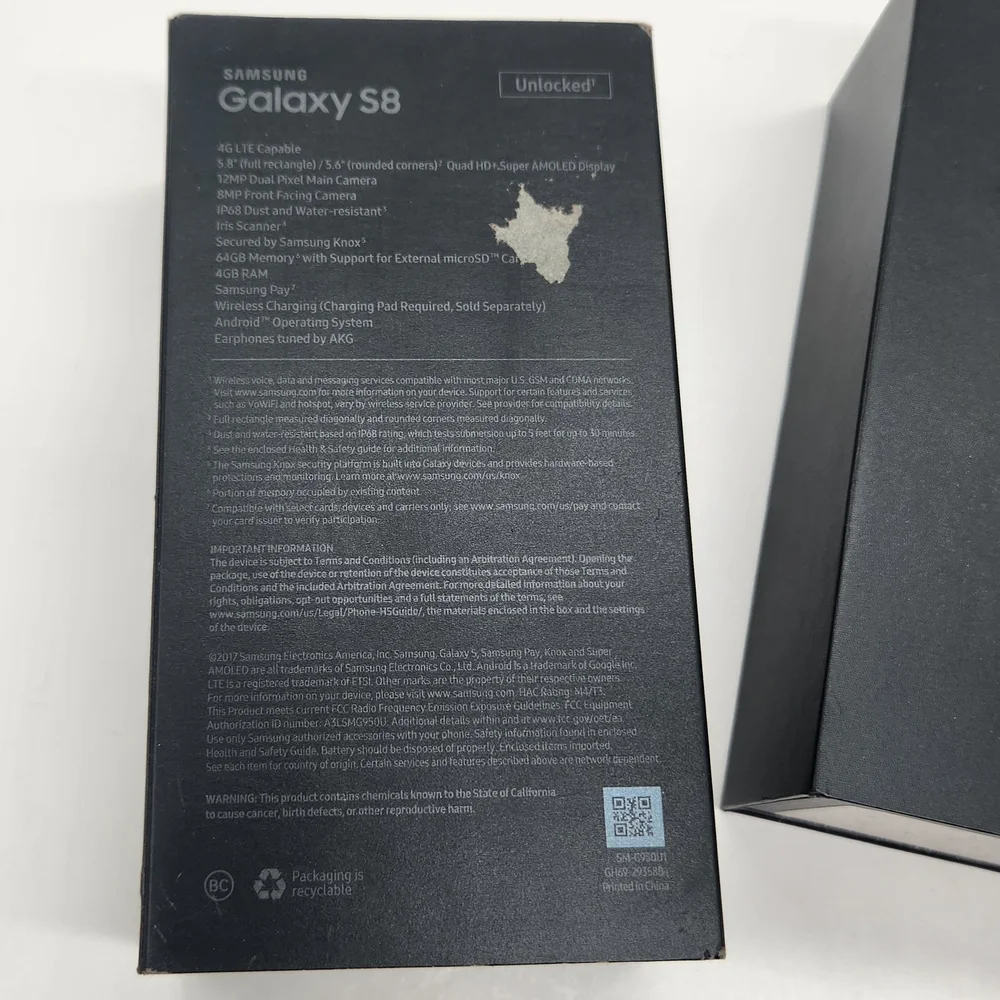 Samsung S8 EMPTY BOX- NO PHONE NOR INSERTS- Very Study Packaging